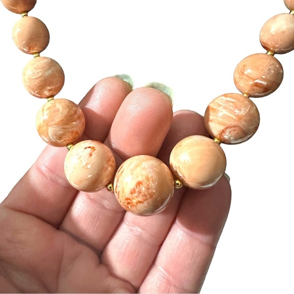 Vtg Signed Joan Rivers Peaches & Cream Graduated Glass Pearl Bead Necklace 24” - Picture 3 of 14